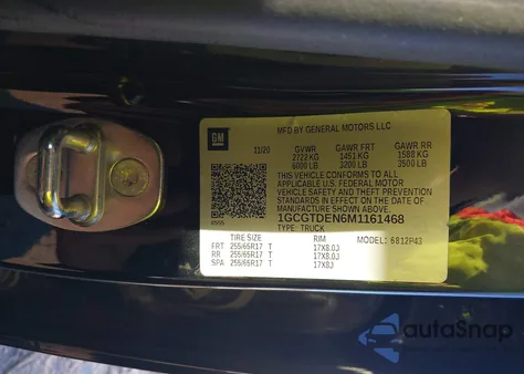 2021 Chevrolet Colorado 4Wd Short Box Z71 z USA, uszkodzony, nr VIN 1GCGTDEN6M1161468